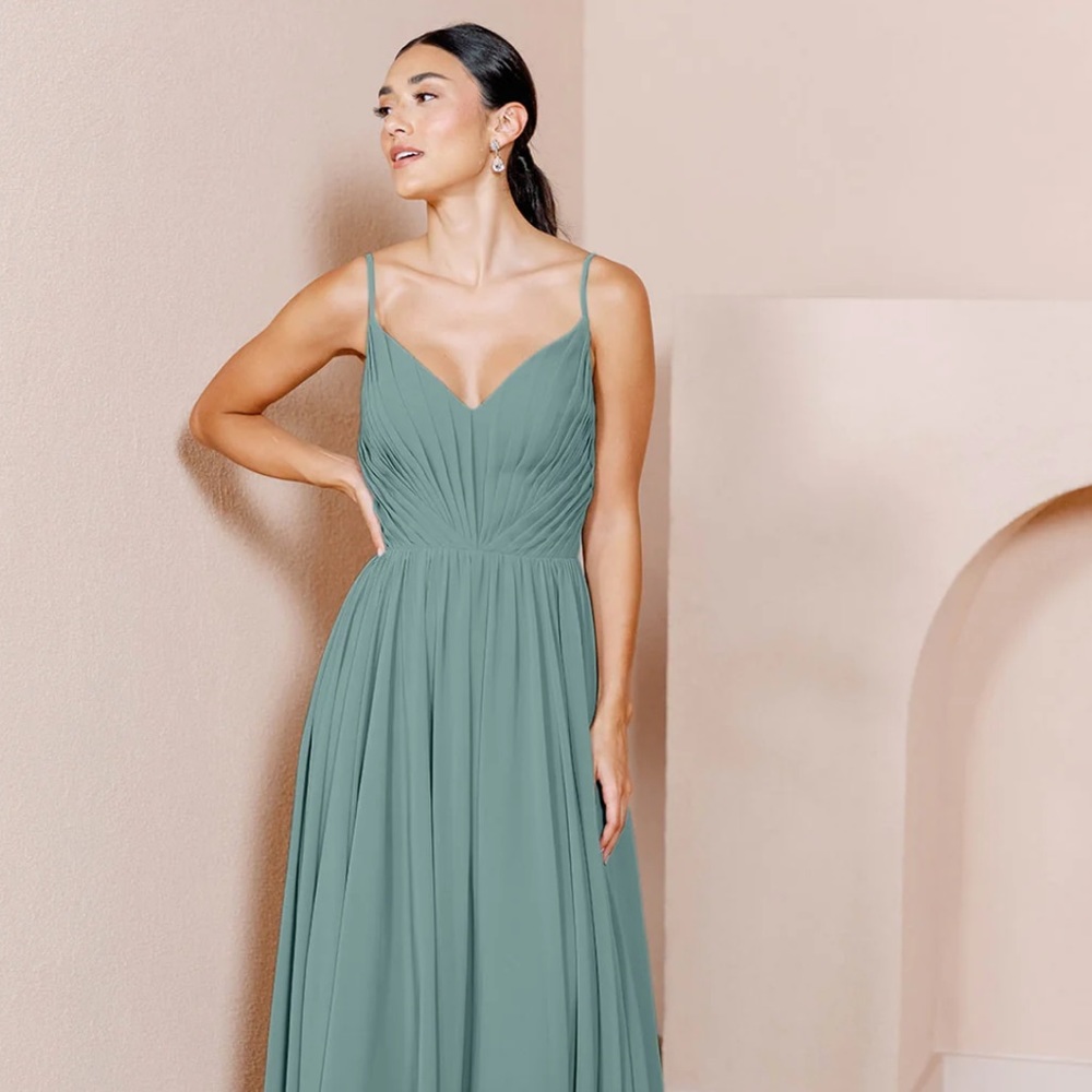 Revelry Bridesmaids Penelope Chiffon Dress - SIZE 6 - PETITE MAXI - ROSEMARY